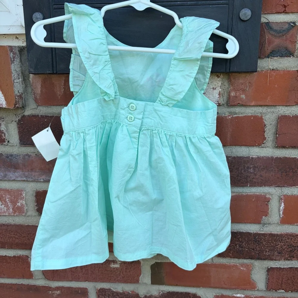 Gymboree Girls Mint Green Floral Embroidered Ruffle Sleeveless Top 2T NWT